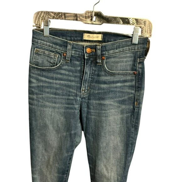 Madewell 10" High Rise Skinny Jeans Blue Medium Wash Stretch Womens 25 Raw Hem - Picture 1 of 4